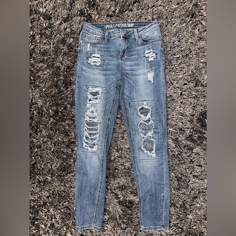 Vanilla Star Light Blue Distressed Skinny Jeans